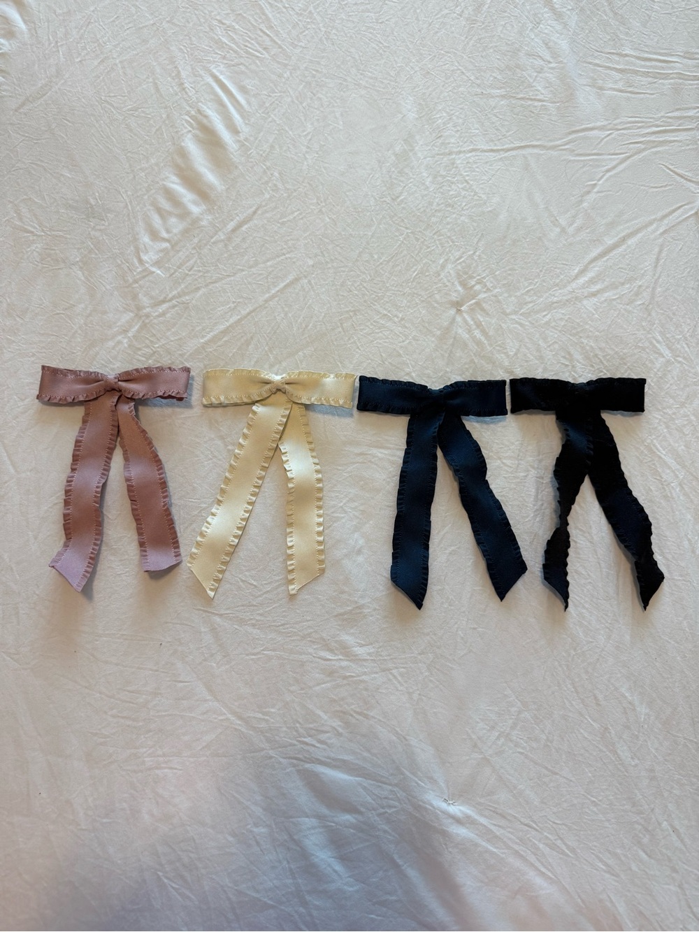 Bow Hair Clips - Pink, Cream & Black